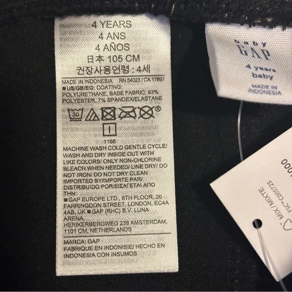 ❤️2/$14 or 3/$21❤️ NWT Baby Gap Black Vegan Leather Leggings, Size 4 - Picture 9 of 9